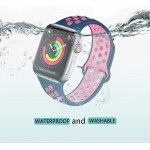 Wholesale Breathable Sport Strap Wristband Replacement for Apple Watch Series Ultra/9/8/7/6/5/4/3/2/1/SE - 49MM/45MM/44MM/42MM (Blue Pink)